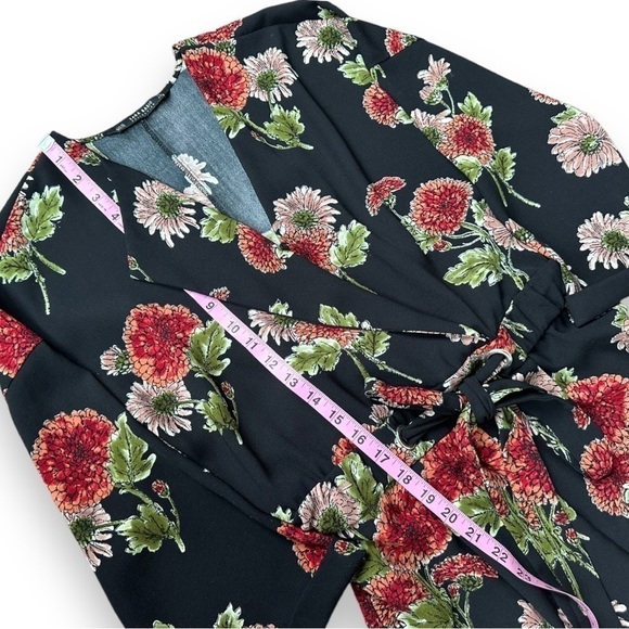 Zara Dark Floral Cross Front Long Sleeve Jumpsuit | Size Extra Small - Picture 10 of 16